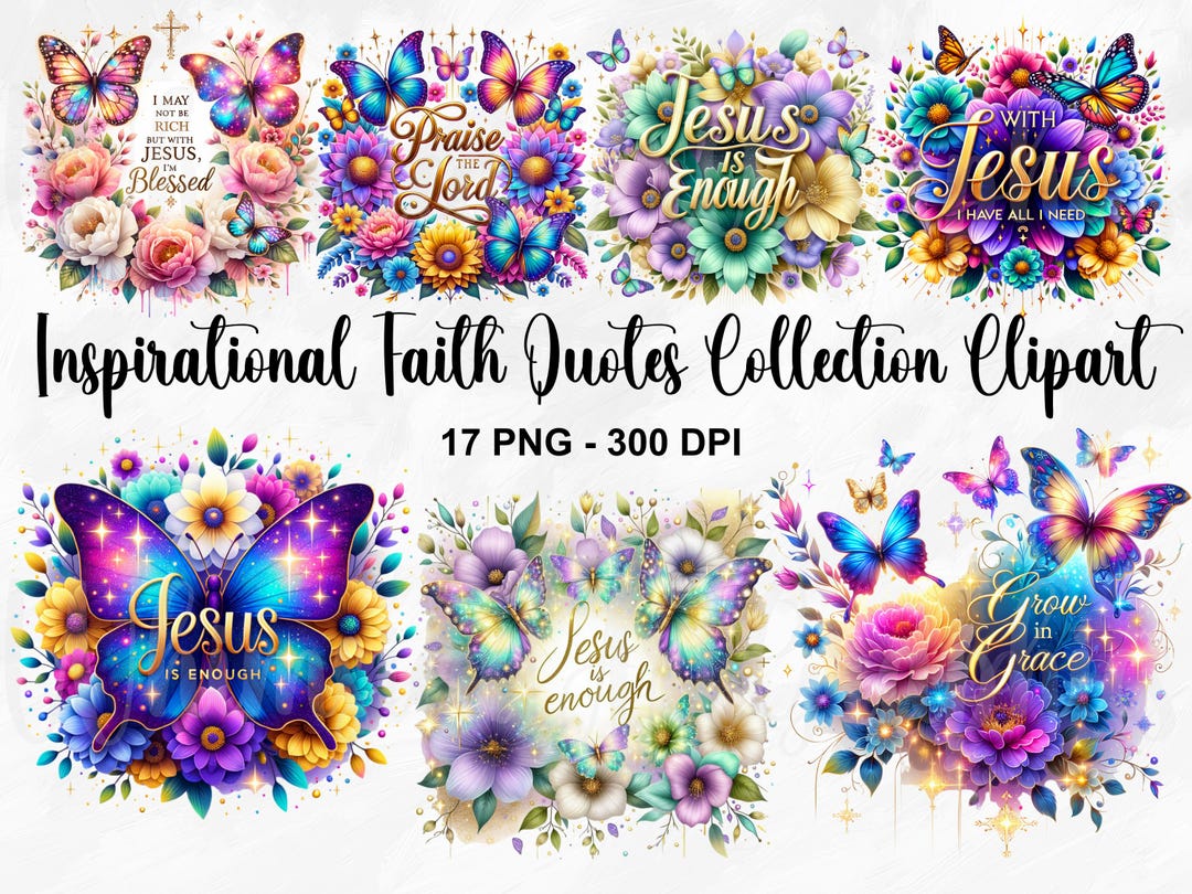 Watercolor Inspirational Faith Quotes Clipart, 17 PNG Faith Quote ...