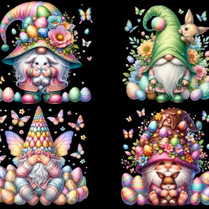 Watercolor Easter Gnome Collection Clipart, 25 PNG Easter Clipart ...