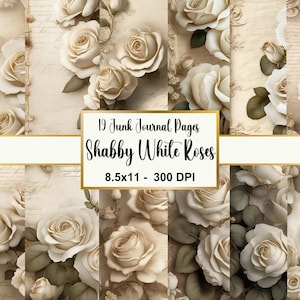 Printable Vintage Floral Digital Paper, Printable Shabby Pages, Rose Paper Vintage, Shabby Chic Roses Junk Journal Kit, Collage Sheet Bundle