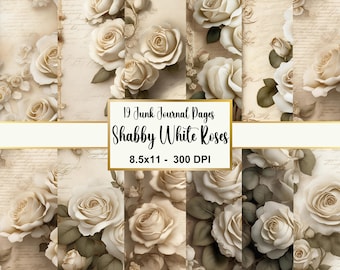 Printable Vintage Floral Digital Paper, Printable Shabby Pages, Rose Paper Vintage, Shabby Chic Roses Junk Journal Kit, Collage Sheet Bundle