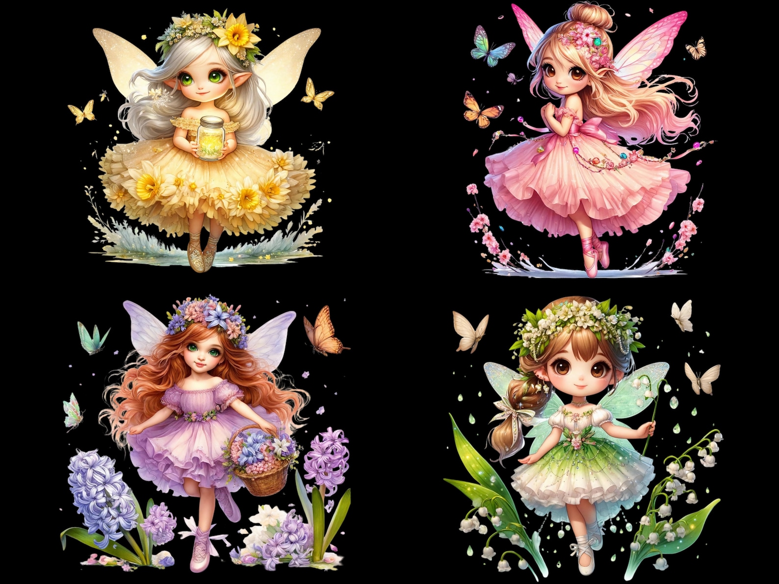 Spring Fairy Reuben Watercolor Spring Fairy Collection Clipart, 17 PNG Fairy Clipart ...