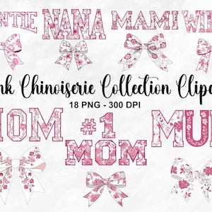 Pink Chinoiserie Png Bundle, 18 Chinoiserie Png, Best Mom Ever PNG, Mothers Day PNG, Mama Png, Varsity Mama Png, Floral Chinoiserie Png