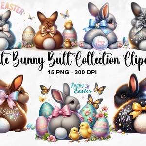 Aquarell Bunny Butt Sammlung Clipart, 15 PNG Ostern Clipart, Bunny Grafiken, Cute Bunny Butt Bundle, Cute Bunny Clipart, kommerzielle Nutzung
