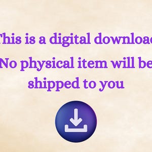 Puede incluir: Imagen con texto morado: "Esta es una descarga digital. No se le enviar&aacute; ning&uacute;n art&iacute;culo f&iacute;sico." Un c&iacute;rculo azul con una flecha blanca hacia abajo est&aacute; en la parte inferior.