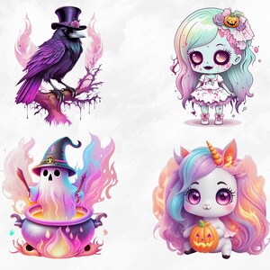 Watercolor Pastel Halloween Collection Clipart, 30 PNG Halloween Clipart Bundle, Pastel Goth PNG, Pastel Halloween Clipart, Commercial Use image 4