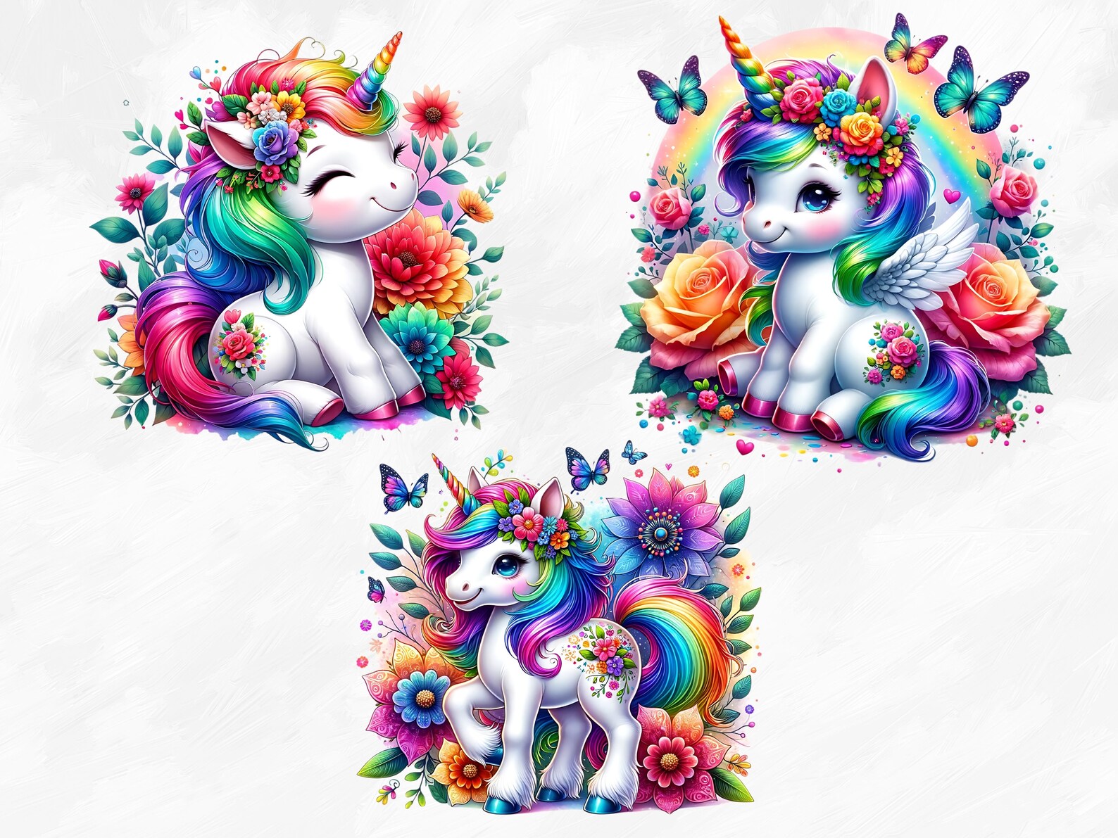 Watercolor Baby Unicorn Collection Clipart, 15 PNG Unicorn Clipart ...