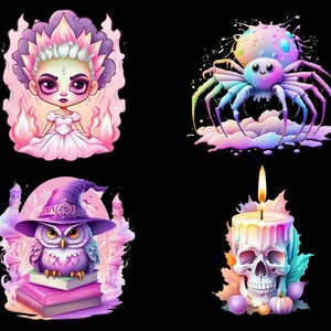 Watercolor Pastel Halloween Collection Clipart, 30 PNG Halloween Clipart Bundle, Pastel Goth PNG, Pastel Halloween Clipart, Commercial Use image 3
