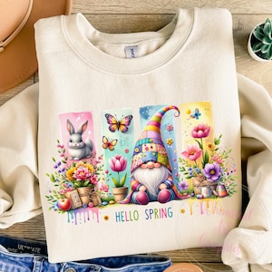 Spring Gnome PNG, Gnome Clipart, Cute Watercolor Clipart, Sublimation Files, Hello Spring Shirt Designs, Digital Downloads, Commercial Use