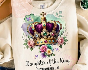 Daughter of the King PNG, Christian Warrior Princess PNG, Armor of God Bible Verse Design, Religious Sublimation, Faith Digital Download