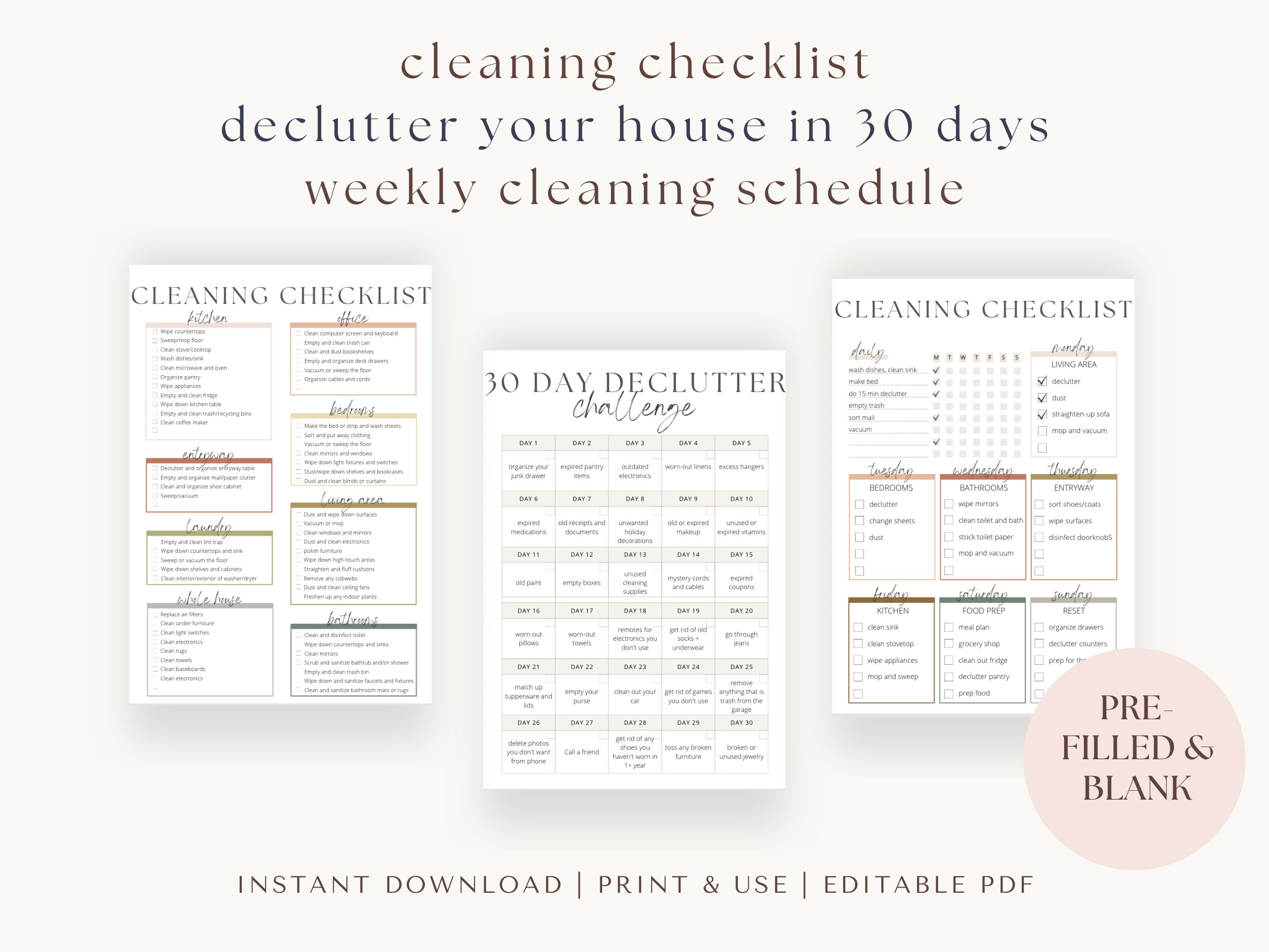 Editable Cleaning Planner Printable Cleaning Schedule Home Declutter