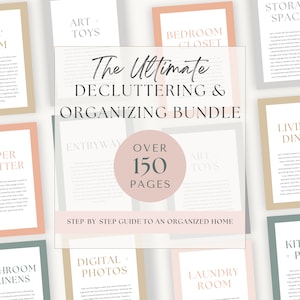 Ultimate home organization decluttering guide for an organized house, decluttering planner, home declutter checklist, cleaning checklist