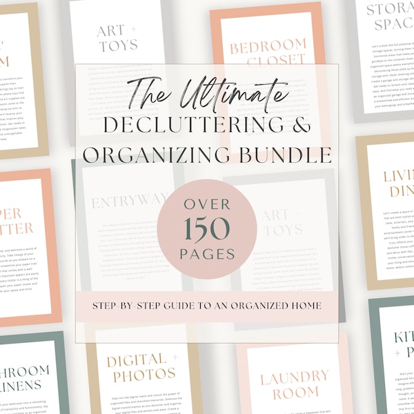 Ultimate home organization decluttering guide for an organized house, decluttering planner, home declutter checklist, cleaning checklist