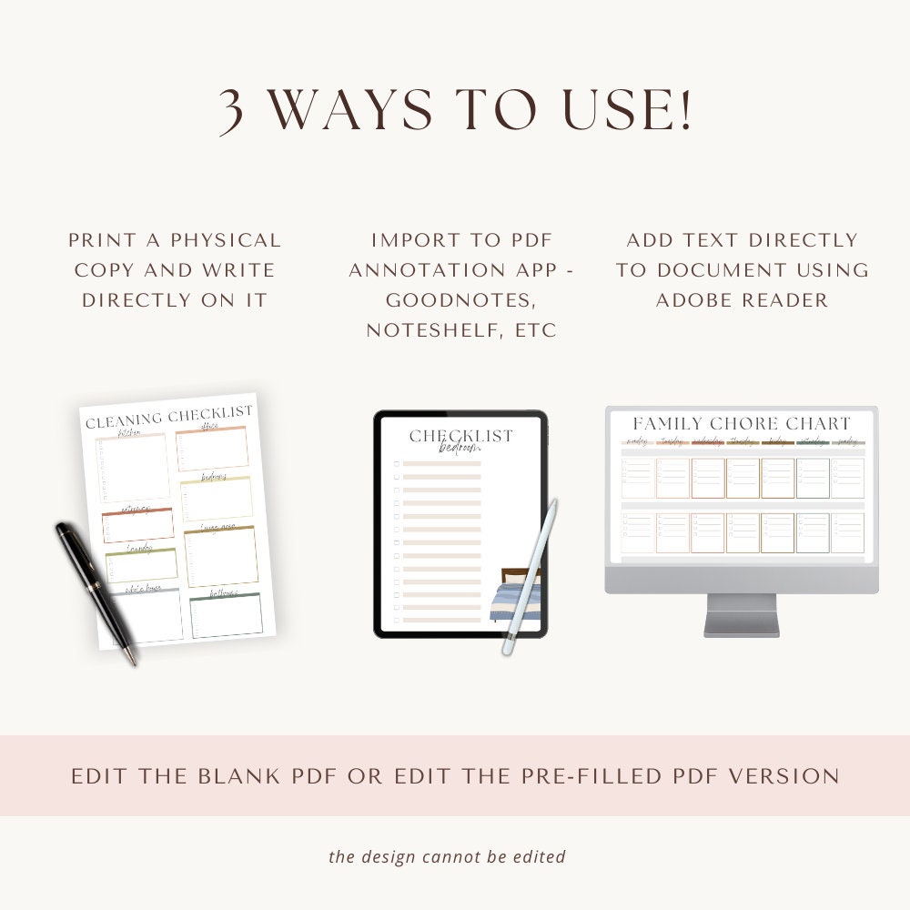 Editable Cleaning Planner, Printable Cleaning Schedule, Home Declutter ...