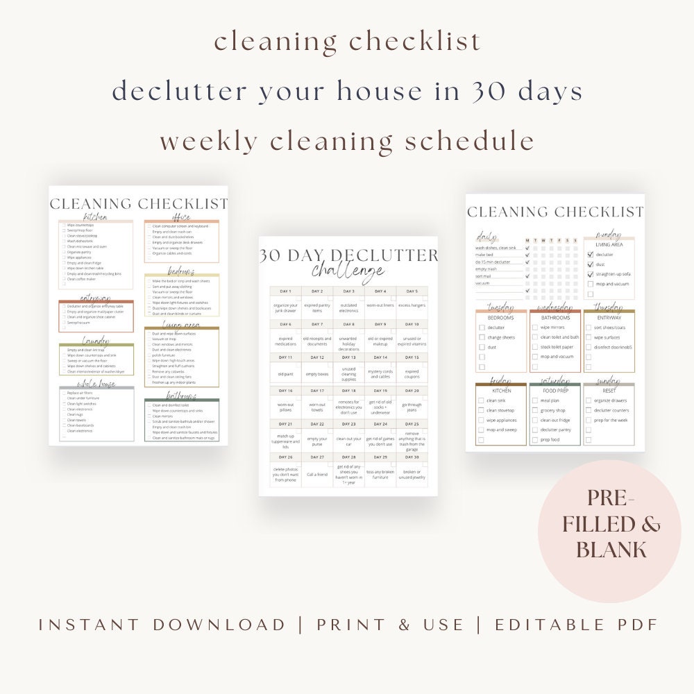 Editable Cleaning Planner, Printable Cleaning Schedule, Home Declutter ...