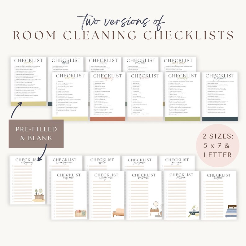 Two Different Checklists Editable Cleaning Planner, Printable Cleaning Schedule, Home Declutter ...