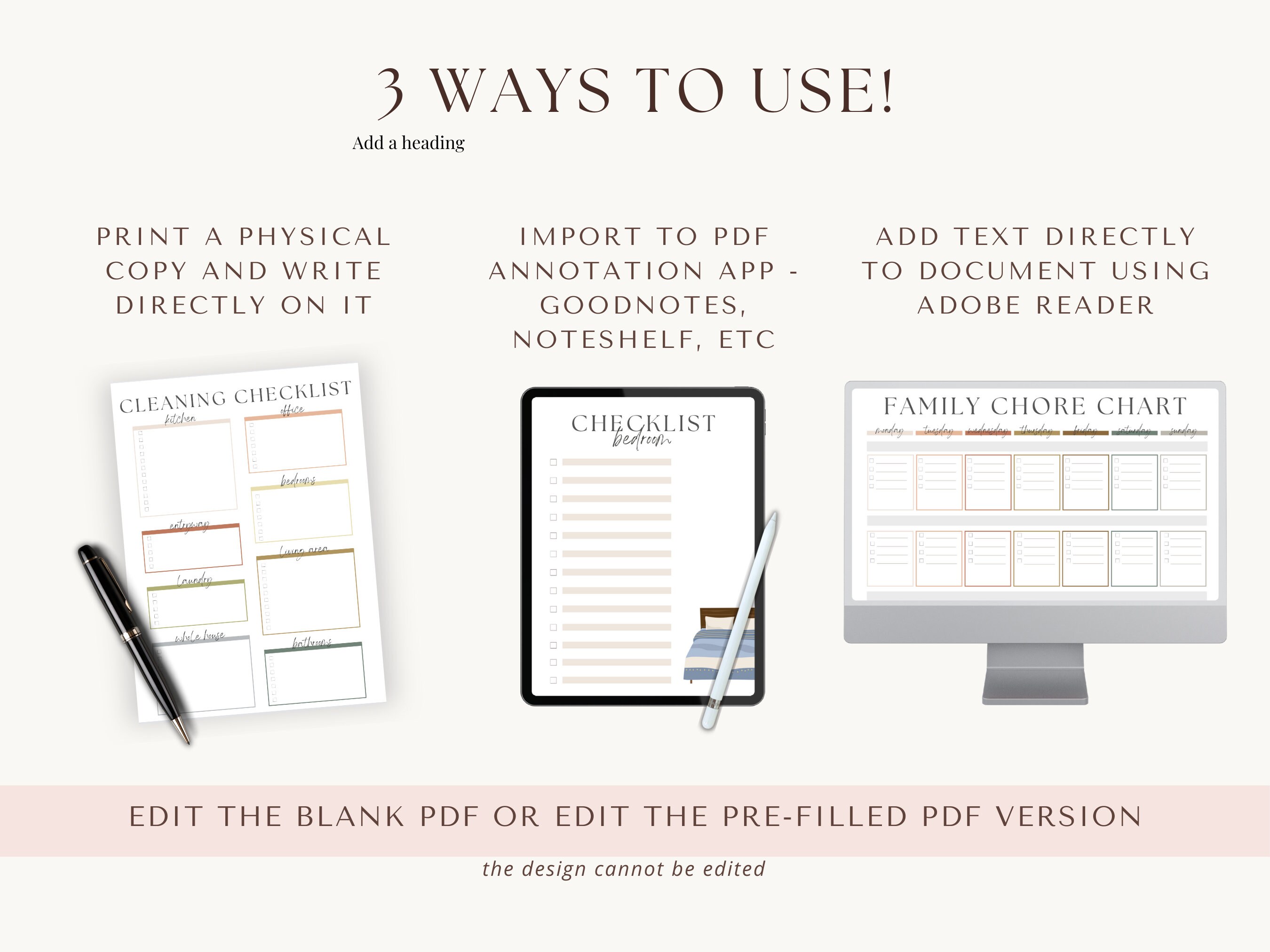 Editable Cleaning Planner Printable Cleaning Schedule Home Declutter