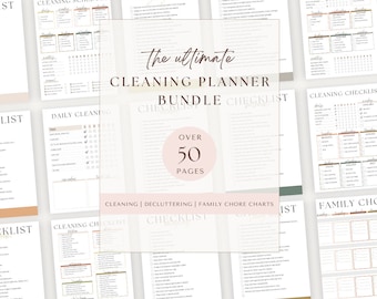 Komplettpaket mit Checkliste für die komplette Hausreinigung, Reinigungsplaner & Aufräumlisten für jedes Zimmer, Routine für die Hausreinigung von einer professionellen Aufräumexpertin (PDF)