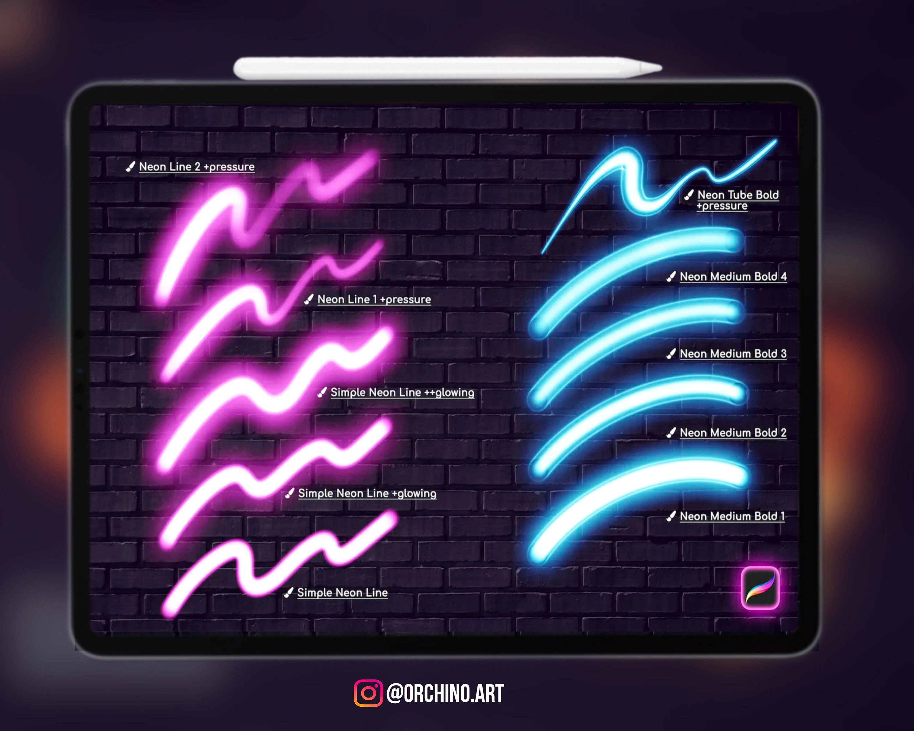 Neon Brushes for Procreate Procreate Neon Brushes 30 Neon Etsy