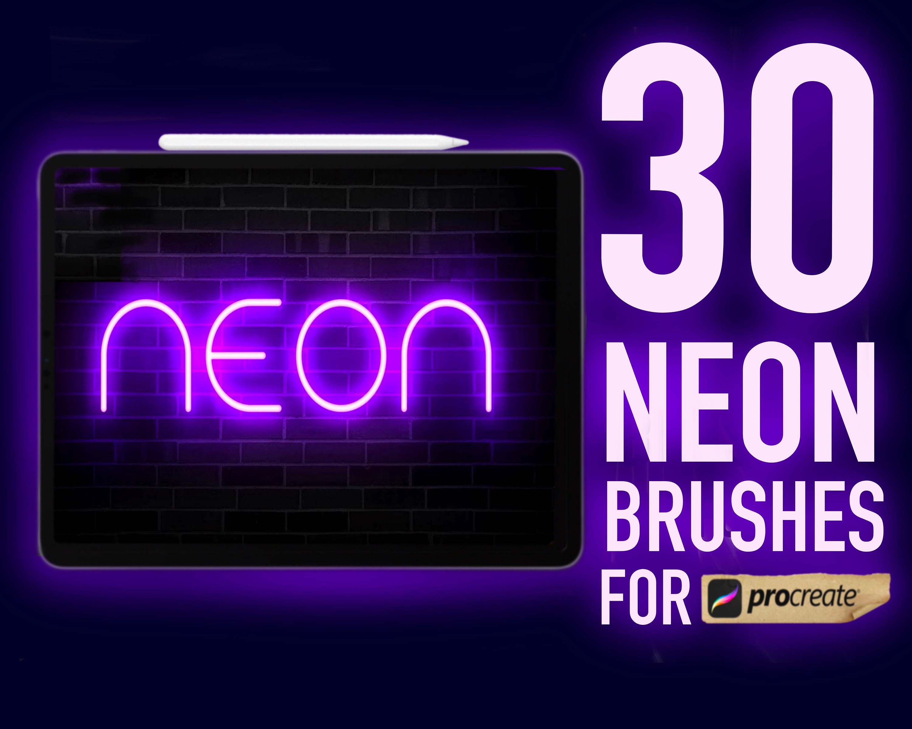 Neon Brushes for Procreate Procreate Neon Brushes 30 Neon Etsy