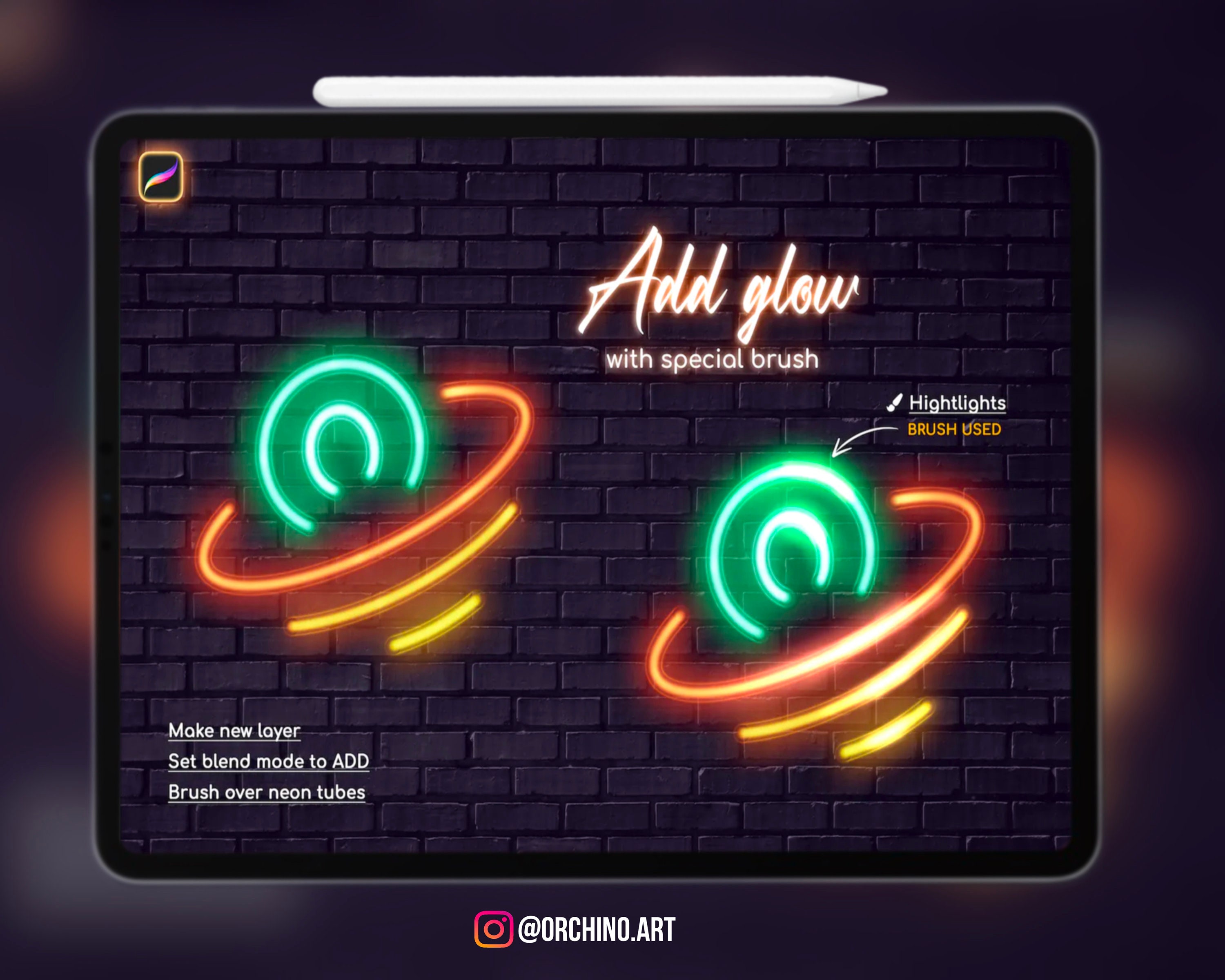 Neon Brushes for Procreate Procreate Neon Brushes 30 Neon Etsy