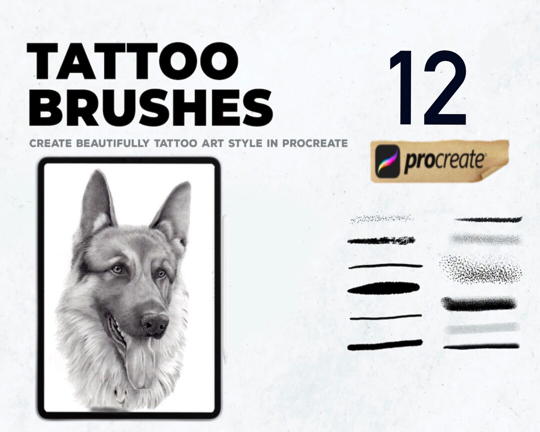 12 Tattoo Art Brushes Procreate Sketch Brunch for Procreate Etsy