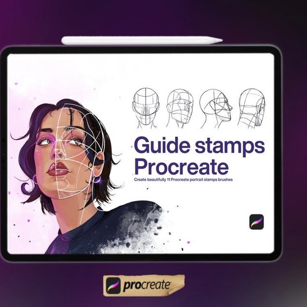 10 Procreate Portrait Stamps | Head Guide Stamps skin eye brushes brush Procreate Brushes Stamps Guide | Portrait Stamps For Procreate