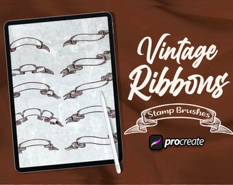 Vintage Ribbons Brush Stamp For Procreate