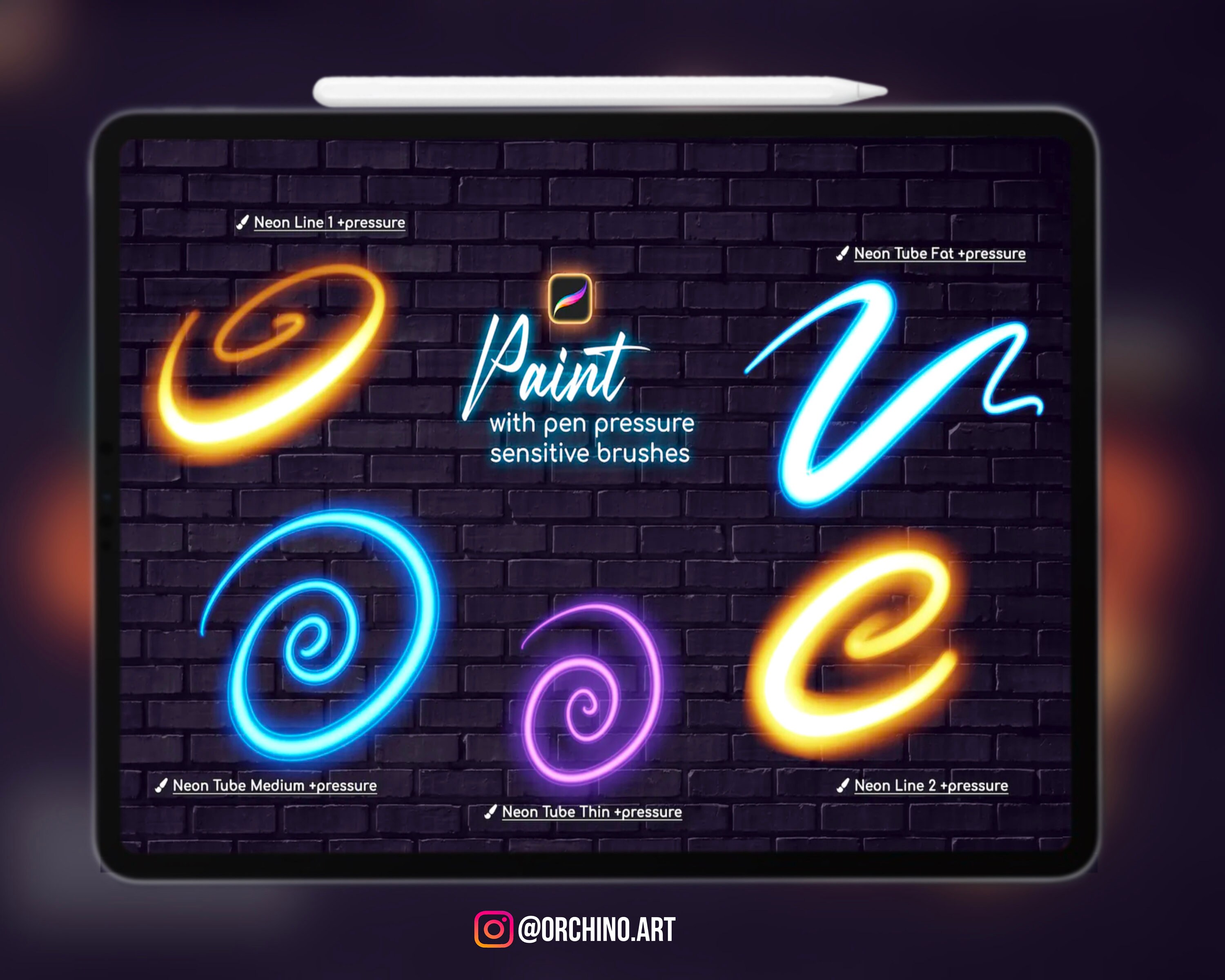 Neon Brushes for Procreate Procreate Neon Brushes 30 Neon Etsy