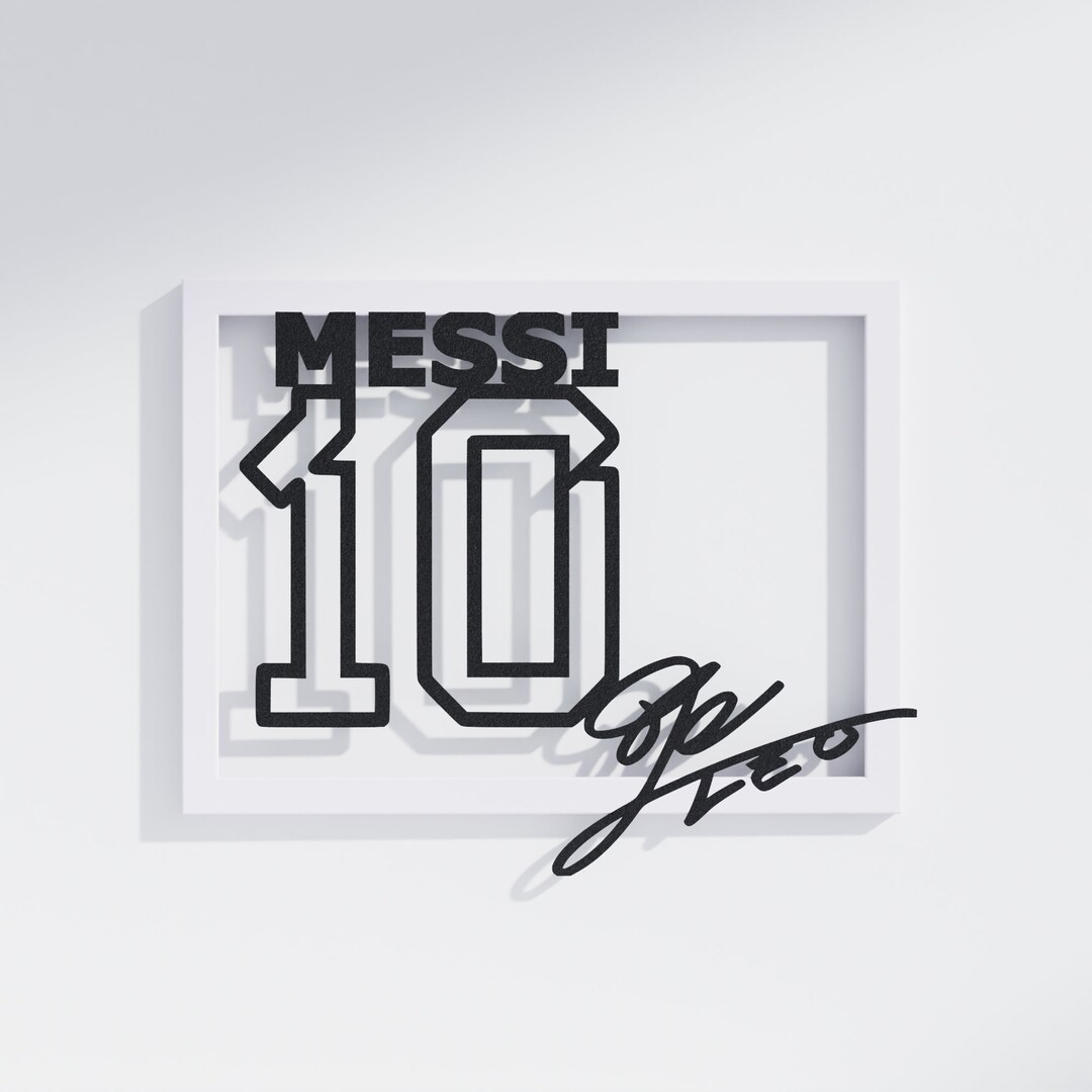 Lionel Messi Signature, Outline Frame, Soccer Gift, Football Gift, FC ...