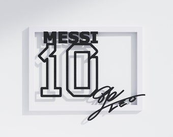 Lionel Messi Signature, Outline Frame, soccer gift, football gift, FC. Barcelona, Argentina fan