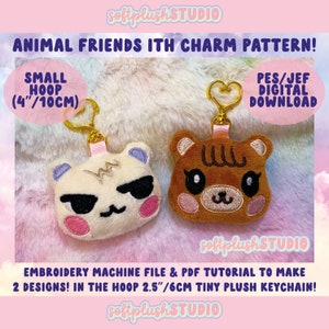 Animal Friends ITH Machine Embroidery Plush PES/JEF Design *Digital Download!* Pattern Tutorial for Crossing Villager Bear Cub and Squirrel
