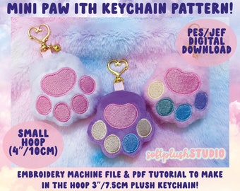 Mini Pfote ITH Maschinenstickerei PES/JEF Design *Digital Download!* Stickmuster Anleitung für Pastel Rainbow Katze Hund Bärentatze Kawaii Furry