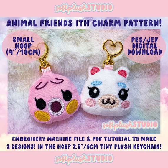 Animal Friends ITH Machine Embroidery Plush PES/JEF Design *Digital Download!* Pattern Tutorial for Crossing Villager Hamster and Octopus