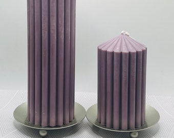 Ribbed Pillar Candle Sets - 2 Piece