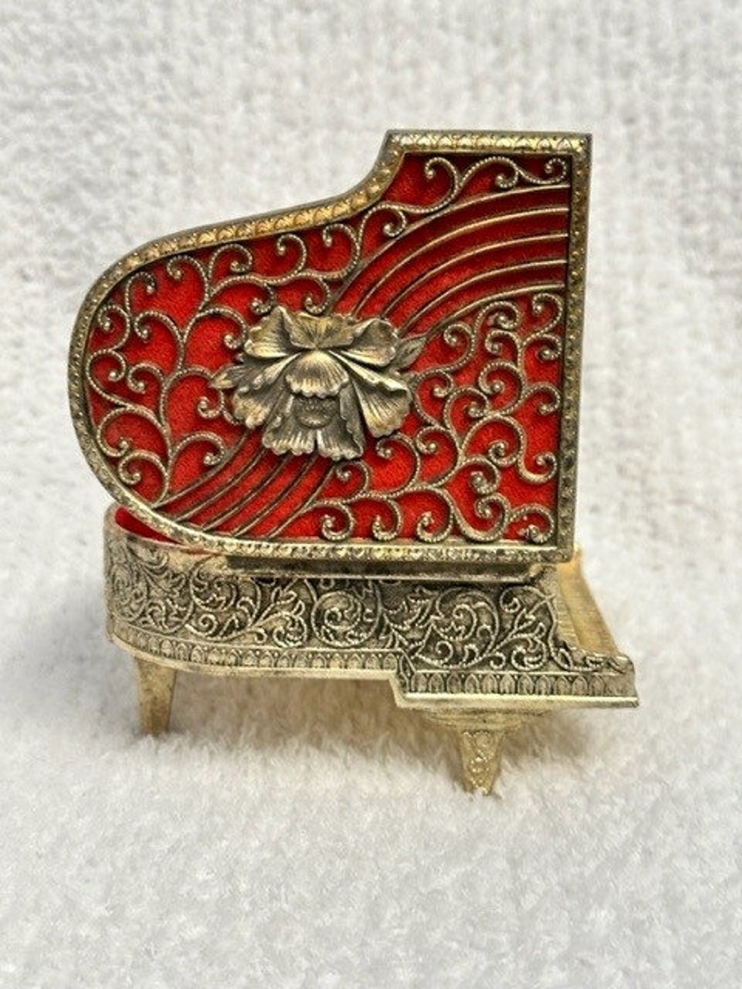 Laurel Music Box Grand Piano Gold Windup Plays A Tune works Etsy