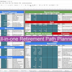 Planificador de jubilación v2.1 / Plantilla de Google Sheet y Excel para planificación financiera de jubilación todo en uno