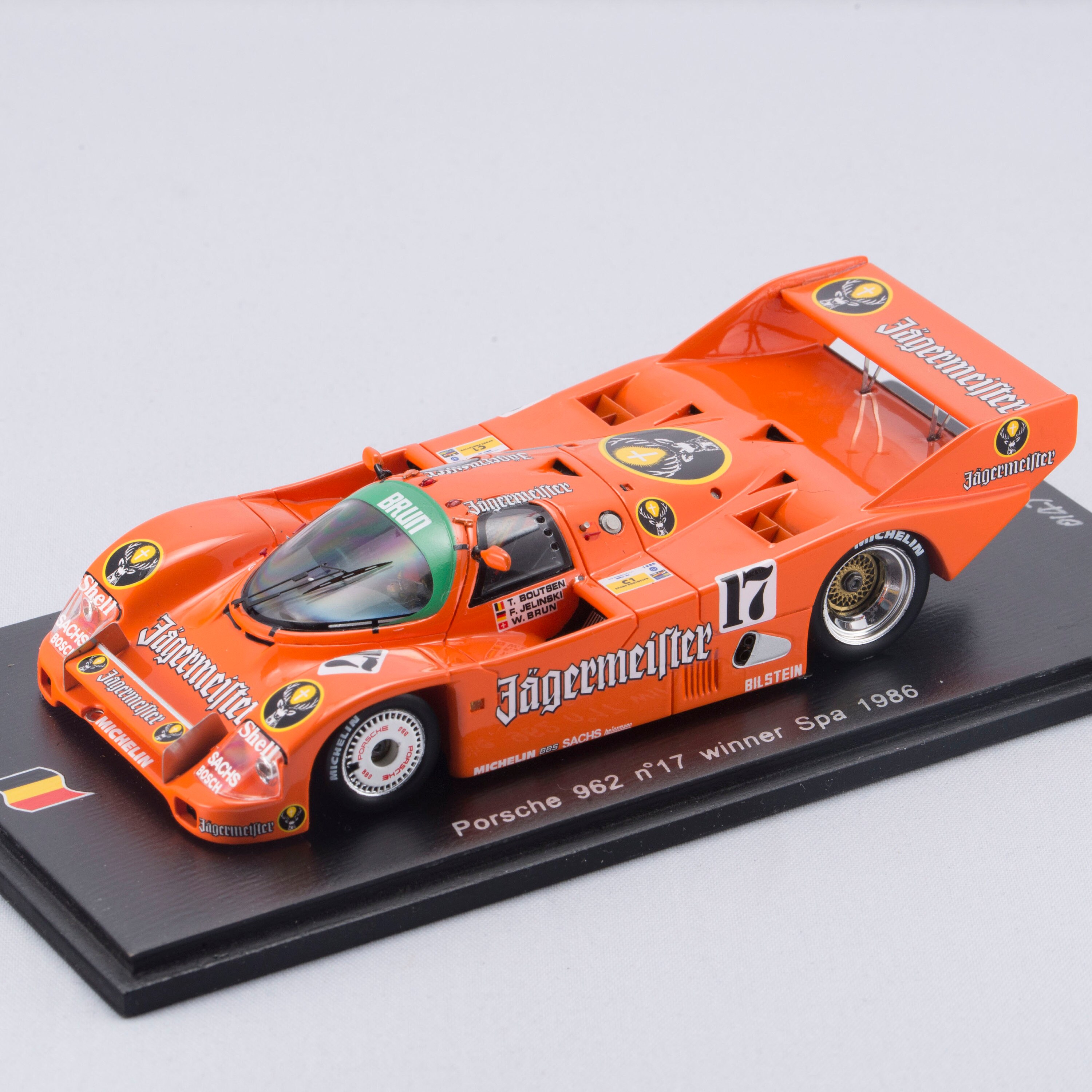 Porsche 962 Jägermeister 1986　1/43 1:43 Porsche 962 C Boutsen Jelinski Jägermeister 24h Spa