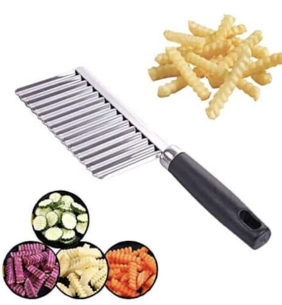 Crinkle Cutter Wavy Vegetable Potato Chip Slicer Knife Stainless Steel Tool  