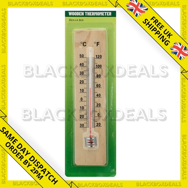 Traditional Wooden Garden Thermometer Wall Mounting With C & F Reading Weather