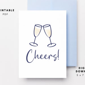 Carte imprimable de félicitations à votre santé, carte de voeux champagne, carte de mariage, fiançailles pétillantes, fête du nouvel an, téléchargement numérique, fichier PDF