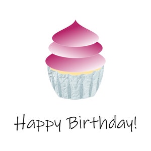 Printable Birthday Card Happy Birthday Printable Cupcake Card for Her ...