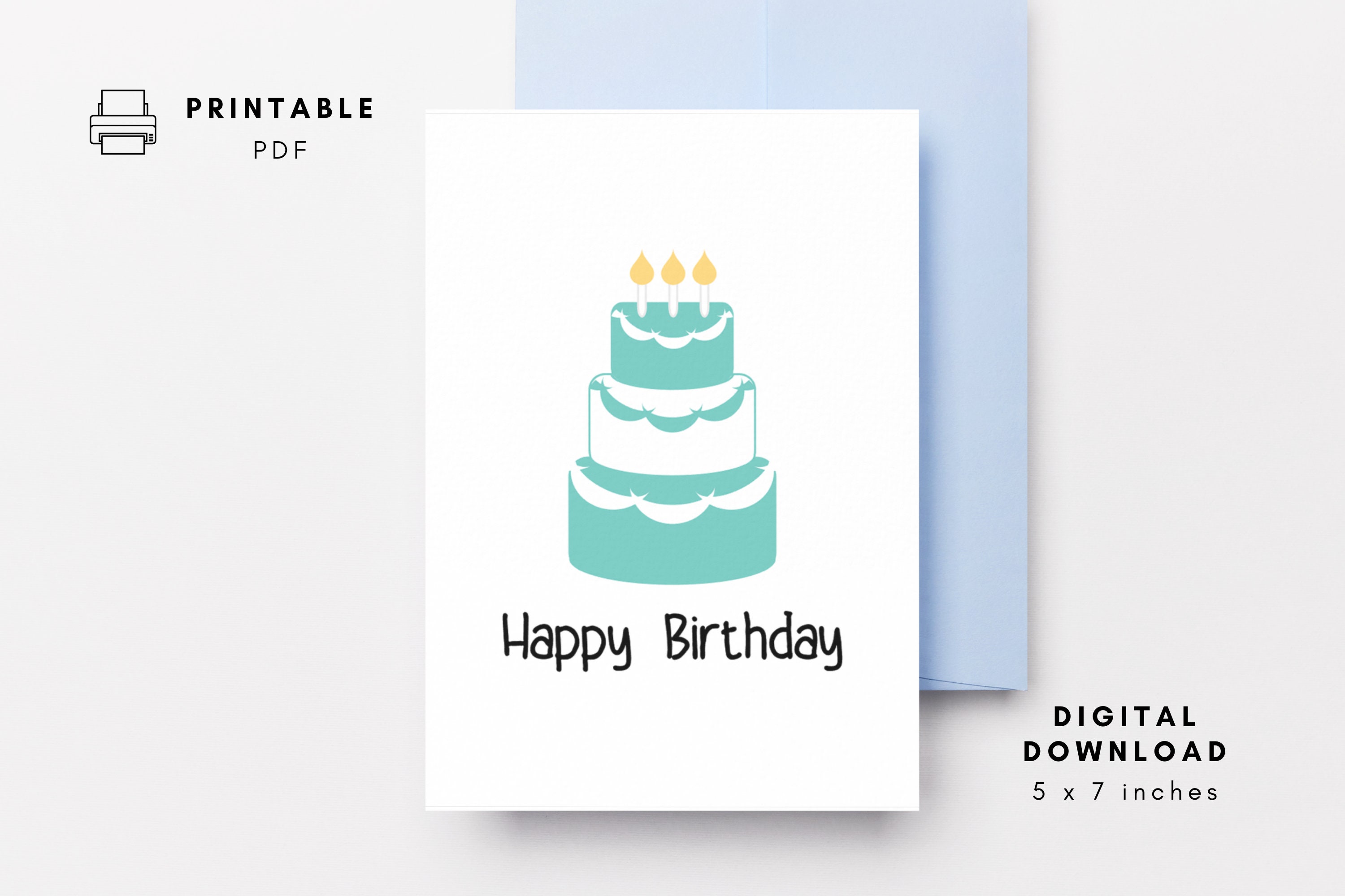 Printable Birthday Card Happy Birthday Printable Greeting Card Cake