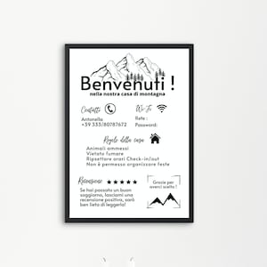 Airbnb Italian model, Holiday home guest information, Editable and customizable, Welcome Booking Home info, Template to print