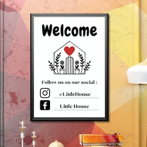 Airbnb message for guests english, Welcome sign, Info Social Media, For house for rent, Signs TO MODIFY, template in english, Airbnb sign
