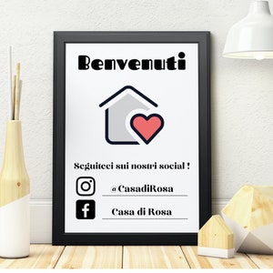 Airbnb messaggio per ospiti italiano, Insegna di benvenuto, Info Social Media,Per casa in affitto, Insegna DA MODIFICARE,modello in italiano