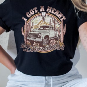 Cowgirl Aesthetic Heart Like a Truck Shirt Lainey Wilson Tshirt Country Concert Lyric Gift For Cowgirl Western Trendy T-Shirt For Women