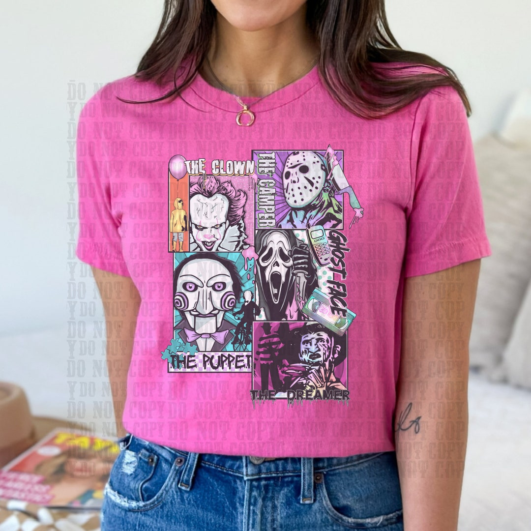 Horror Squad Classic Horror Movie Tshirt Halloween Shirt for Women