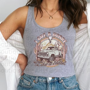 Cowgirl Aesthetic Heart Like a Truck Shirt Tank Top Country Concert Lyric Gift For Cowgirl Western Trendy Shirt For Women