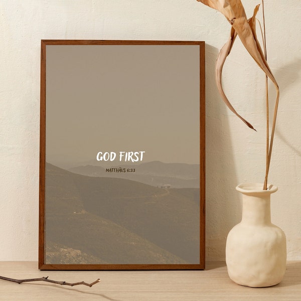 God First Matthäus 6:33  | Druck | Christliches Poster | Wall art | Bibelvers | printable | Wandbild | Gott