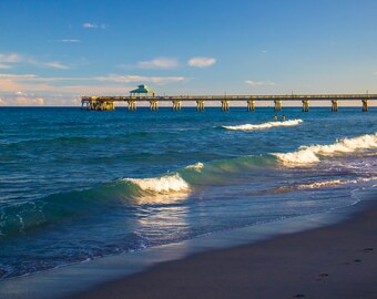 Deerfield Beach Florida Beach Ocean Waves Sunset Fishing Pier